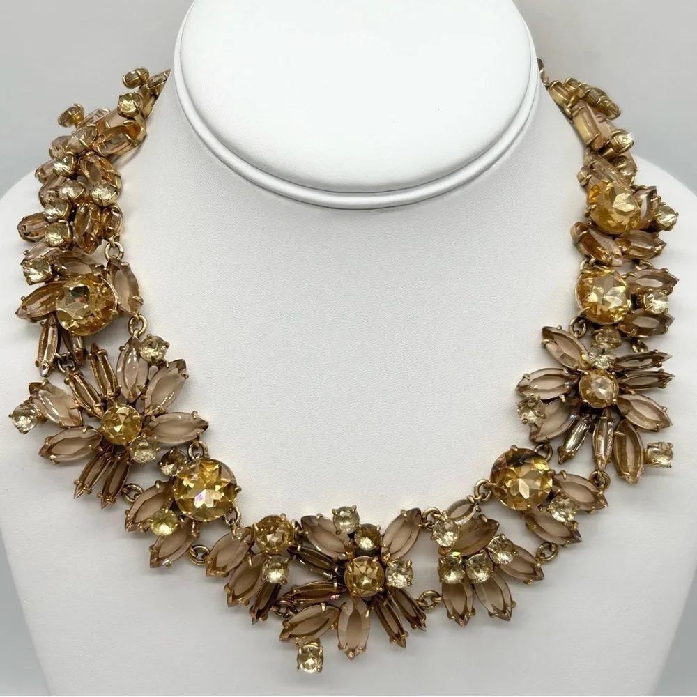 J. Crew Jeweled Golden Flower Necklace
